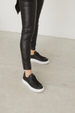 ANGELA Black and White Leather Women's Sneaker - Image 2