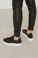 ANGELA Black and White Leather Women's Sneaker - Image 5