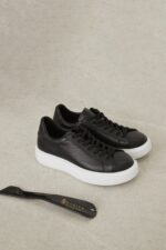 ANGELA Black and White Leather Women's Sneaker - Image 6