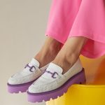 VANA White Purple Leather Women's Loafer