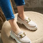 NOELLE Beige Suede Leather Women's Loafer