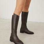 AMELA Brown Leather Women's High Boots