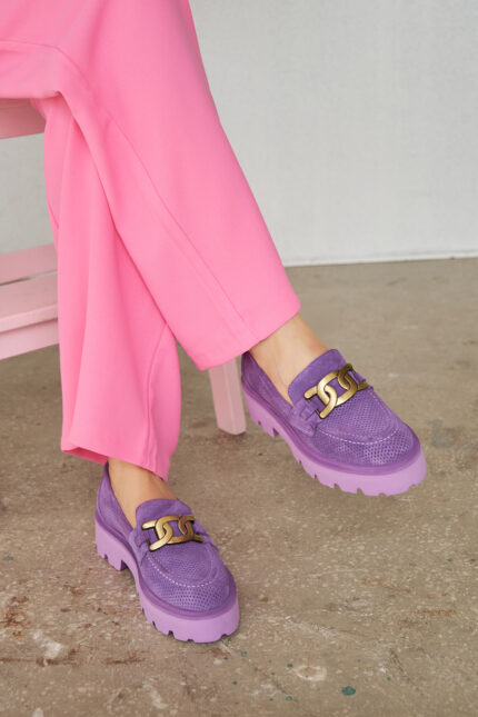 NICOLE Purple Suede Leather Women's Loafer