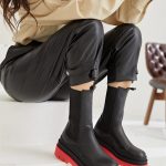 GINA Black Leather Women's Boot With Red Sole