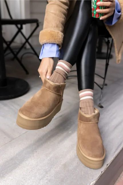 ALDA Dark Brown Suede Leather Women's Boot