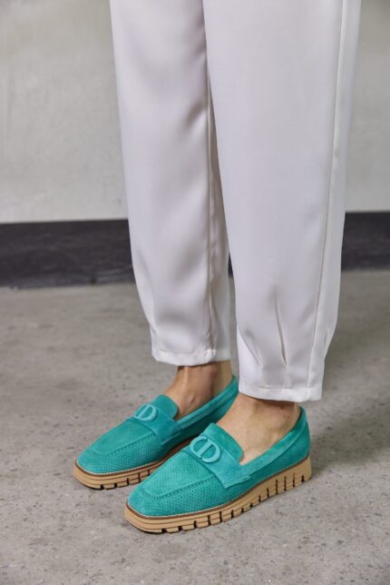 DAISY Green Suede Leather Women's Loafer