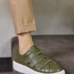 ANNA Olive Green Leather Women's Sneaker