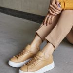ANGELA Beige Leather Women's Sneaker