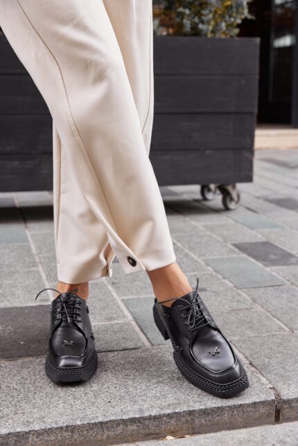 MARIPOSA Black Leather Women's Shoes