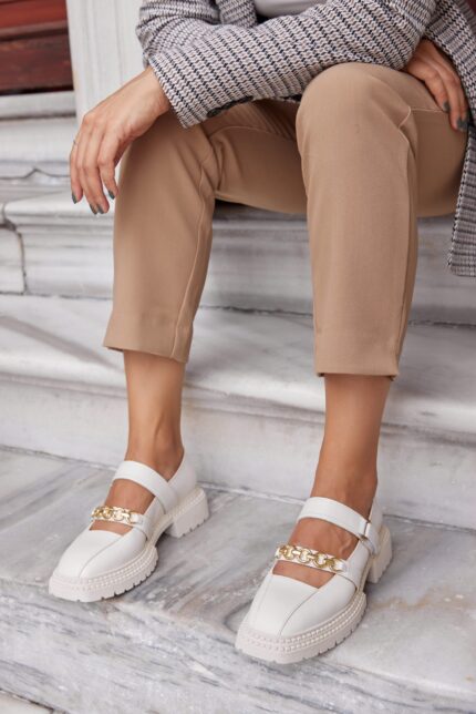 SOFIA Beige Leather Women's Loafer