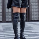 ATHENA Black Leather Women's High Boots