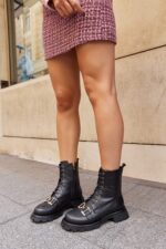 LEONA Black Leather Women's Boot - Image 3