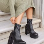 KEIRA Black Leather Women's Heeled Boot