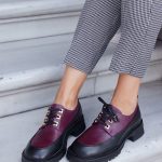 RAMONA Black And Burgundy Leather Women's Shoes