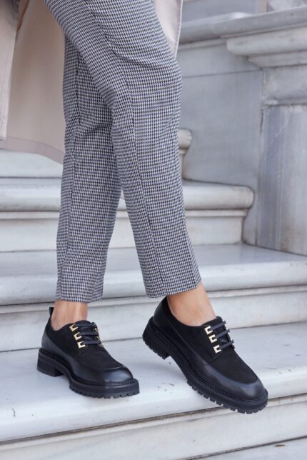 RAMONA Black Leather Women's Shoes