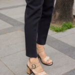 CARISSA Beige Leather Women's Heeled Sandal