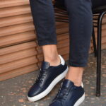 Ian Blue Leather Men's Sneakers