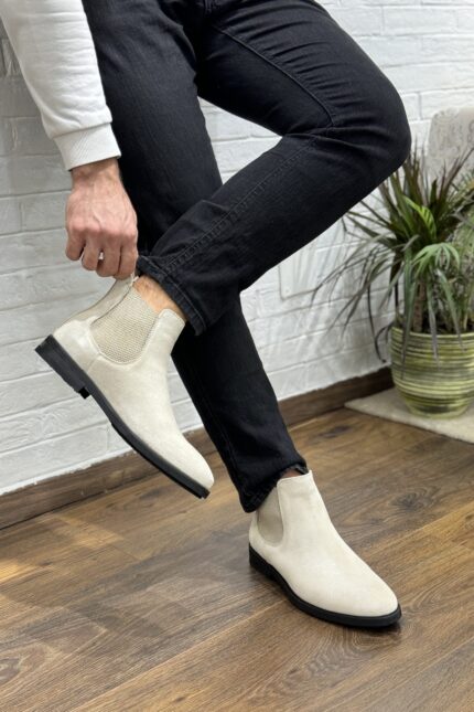 Adam Beige Suede Leather Men's Boots