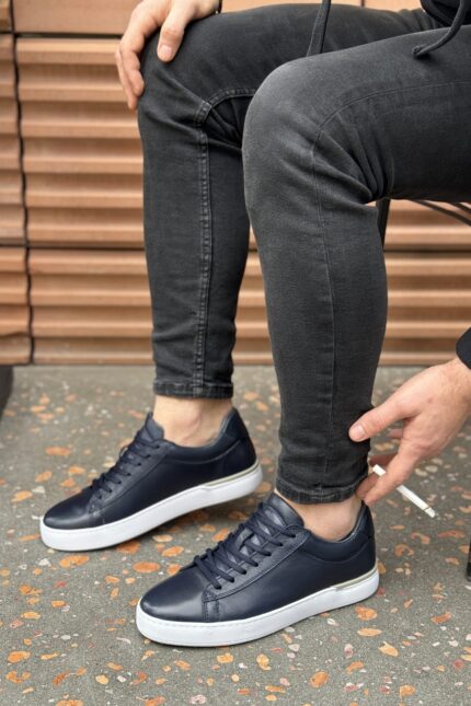 Luca Blue Leather Men's Sneakers