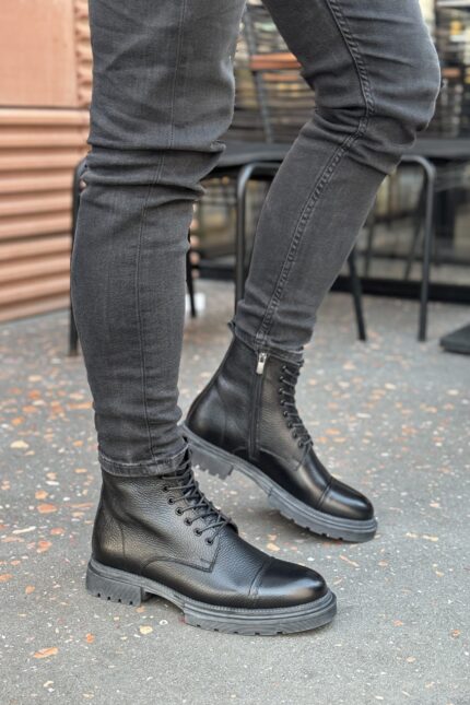 Axel Black Leather Men's Boots
