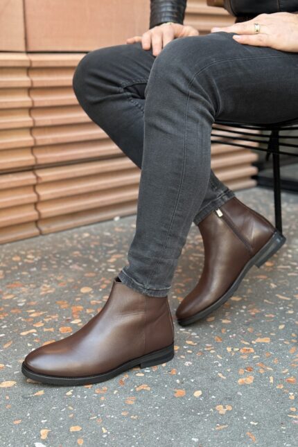 Aron Brown Leather Men's Boots