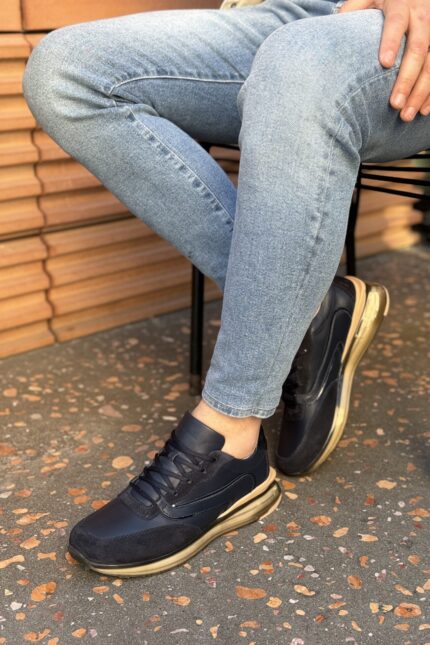 Ryan Blue Leather Men's Sneakers