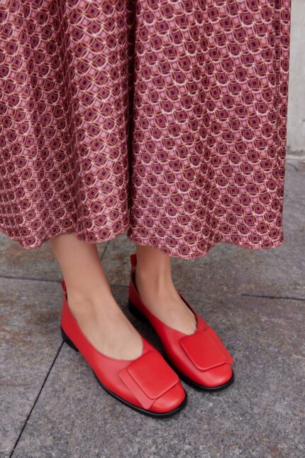 RUBY Red Leather Women's Ballerina