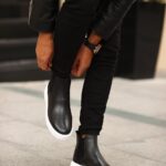 Ivan Black Leather White Sole Men's Boots