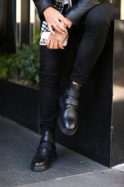Enzo Black Leather Men's Boots
