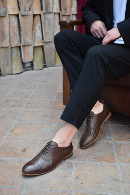 ZION Brown Leather Men's Classic Shoes