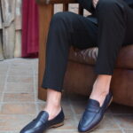 PAULO Blue Leather Men's Classic Shoes