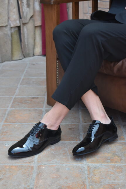 ZION Black Patent Leather Men's Classic Shoes