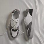 Andres White And Gray Leather Men's Sneakers