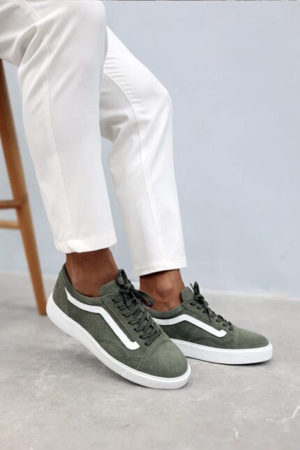 ZACK Green Suede Leather Men's Sneakers