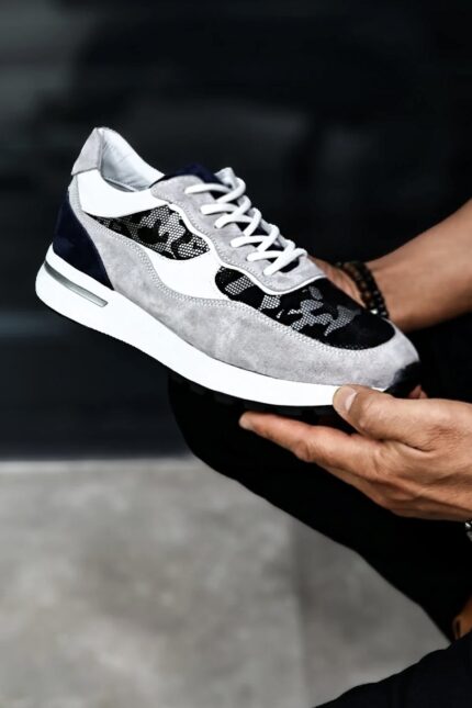 ALFIE Gray Leather Men's Sneakers