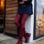 ZAYLEE Burgundy Suede Leather Women's High Boots