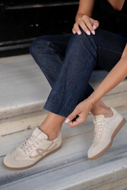 WARDA Beige Leather Women's Sneaker