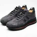 RED Gray Leather Men's Sneakers