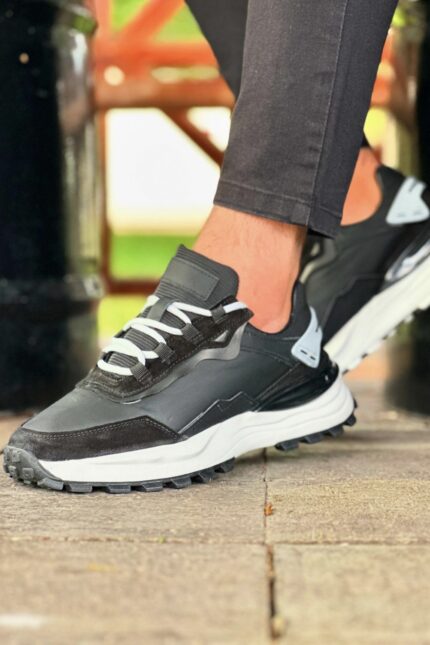 NOLAN Black Leather Men's Sneakers