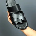 DANE Black Leather Men's Slide