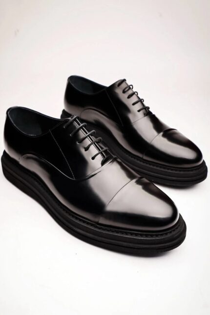 ARGUS Black Leather Men's Classic Shoes
