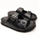 JOEL Black Leather Men's Slide