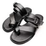 TREV Black Leather Men's Slide