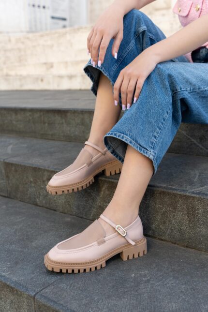 MALKA Powder Pink Leather Women's Loafer