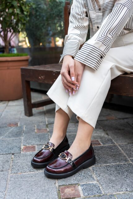 DOROTHEA Burgundy Leather Women's Loafer