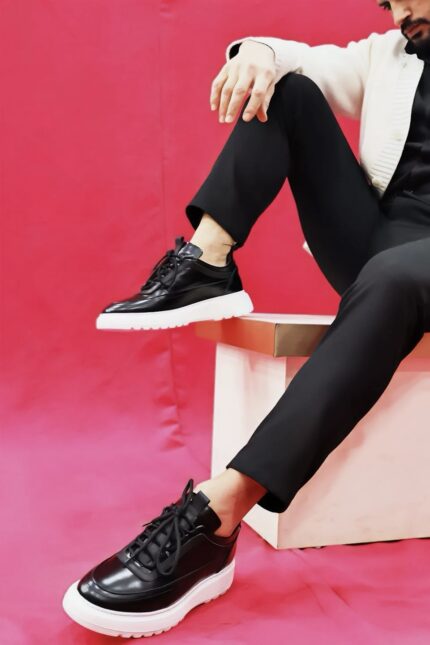 WALTER Black Leather Men's Sneakers