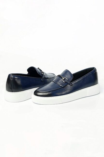 STUART Blue Leather Men's Loafer