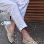 LEOR Beige Leather Men's Loafers