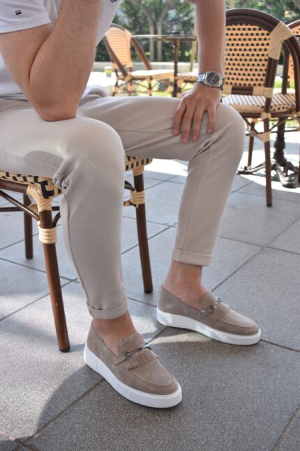 STUART Beige Leather Men's Loafer