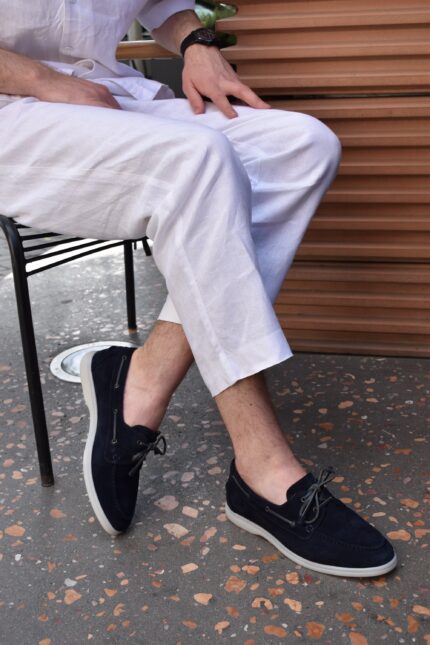 JOREN Blue Leather Men's Loafers